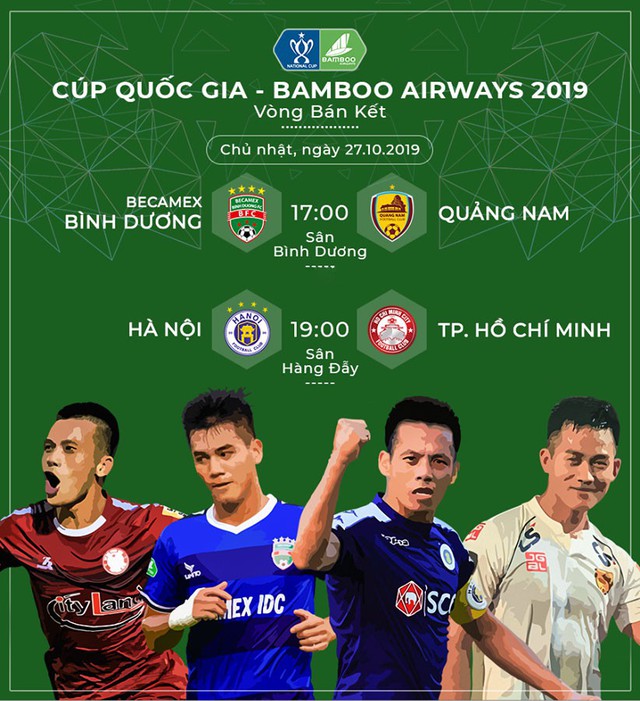 Bán kết cúp Quốc gia 2019: CLB Hà Nội - CLB TP Hồ Chí Minh, B.Bình Dương - CLB Quảng Nam - Ảnh 1.