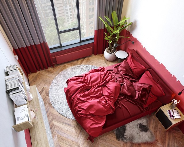 Trang trí phòng ngủ màu đỏ dành cho người năng động - Ảnh 2.