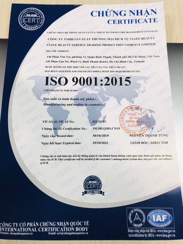 Mỹ phẩm Soherbs khẳng định niềm tin với chứng nhận ISO 9001:2015 - Ảnh 1.
