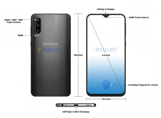 Lộ diện hình ảnh Samsung Galaxy A50 với màn hình mới, vân tay trong màn hình - Ảnh 1.