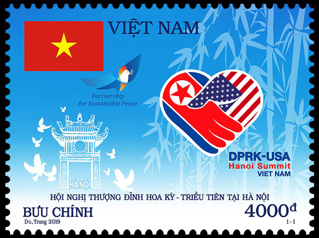 Phát hành đặc biệt bộ tem “Chào mừng Hội nghị Thượng đỉnh Hoa Kỳ - Triều Tiên tại Hà Nội” - Ảnh 1.