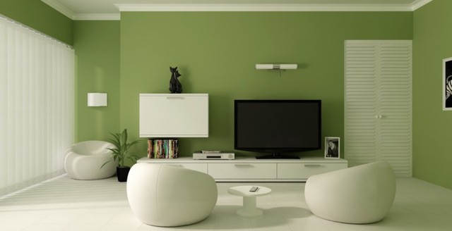 Phòng khách có màu xanh lá cây tạo cảm giác gần gũi với thiên nhiên - Ảnh 1.