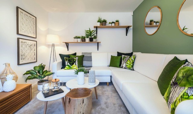 Phòng khách có màu xanh lá cây tạo cảm giác gần gũi với thiên nhiên - Ảnh 12.