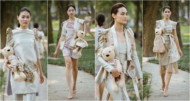 Dàn người mẫu gây chú ý khi ôm gấu bông trình diễn BST mới của Cao Minh Tiến - Ảnh 1.