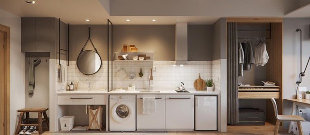 Phòng bếp mang phong cách hiện đại trong không gian chật hẹp - Ảnh 2.