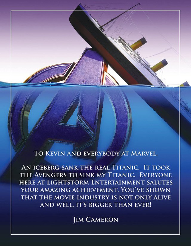 Không cay cú, đạo diễn “Titanic” chúc mừng chiến thắng của “Avengers: Endgame” - Ảnh 1.