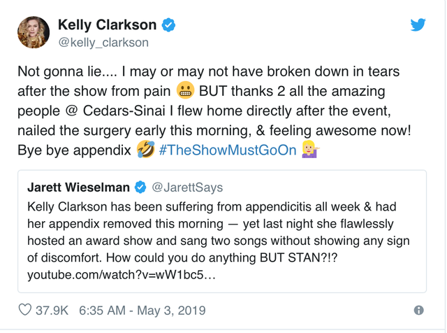 Kelly Clarkson nhập viện ngay sau lễ trao giải Billboards Music Awards - Ảnh 1.