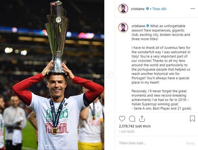 Ronaldo viết tâm thư cảm ơn người hâm mộ  - Ảnh 1.