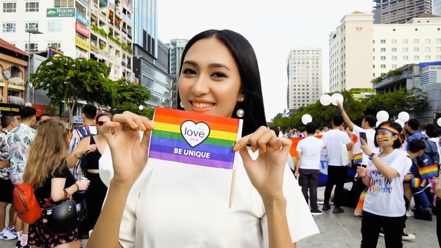 Thu Hiền quay clip cùng cộng đồng LGBT để dự thi Hoa hậu châu Á - Thái Bình Dương - Ảnh 1.