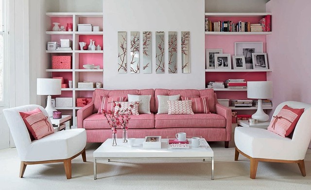 Bí quyết trang trí phòng khách màu hồng khiến vạn người mê - Ảnh 1.