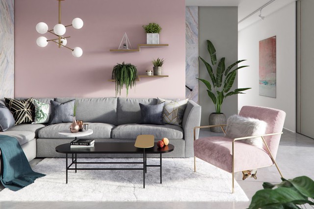 Bí quyết trang trí phòng khách màu hồng khiến vạn người mê - Ảnh 7.