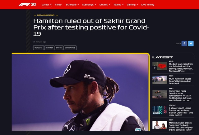 NÓNG: Lewis Hamilton nhiễm COVID-19 - Ảnh 1.