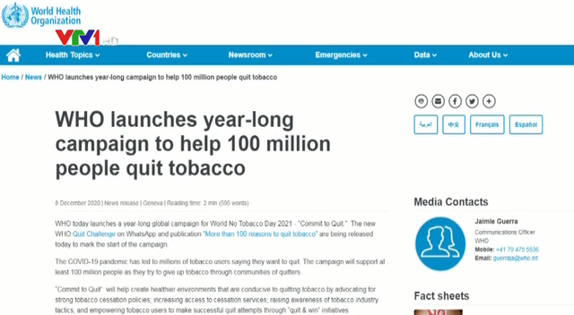 WHO khởi động chiến dịch hỗ trợ 100 triệu người từ bỏ thuốc lá - Ảnh 1.