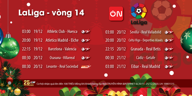 Vòng 14 La Liga và vòng 13 Bundesliga sôi động cuối tuần trên VTVcab - Ảnh 1.