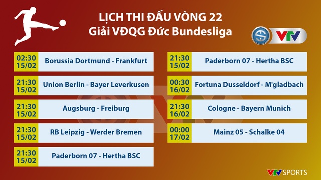 Lịch thi đấu vòng 22 Bundesliga: Borrussia Dortmund - Frankfurt, Cologne - Bayern Munich - Ảnh 1.