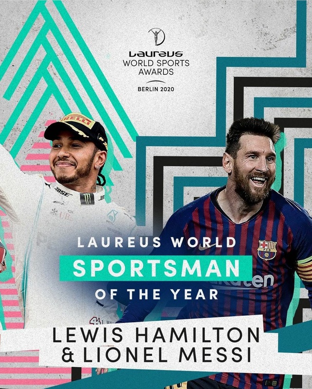 Lionel Messi cùng Lewis Hamilton được trao giải thưởng VĐV thể thao của năm - Ảnh 1.