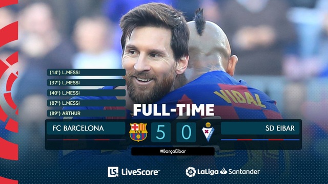Kết quả, BXH vòng 25 VĐQG Tây Ban Nha La Liga: Barcelona 5-0 Eibar, Levante 1-0 Real Madrid - Ảnh 3.