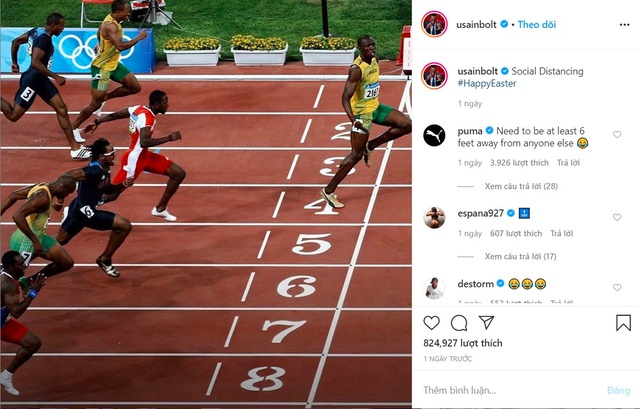 Usain Bolt gây sốt với bức ảnh cổ động giãn cách xã hội - Ảnh 1.