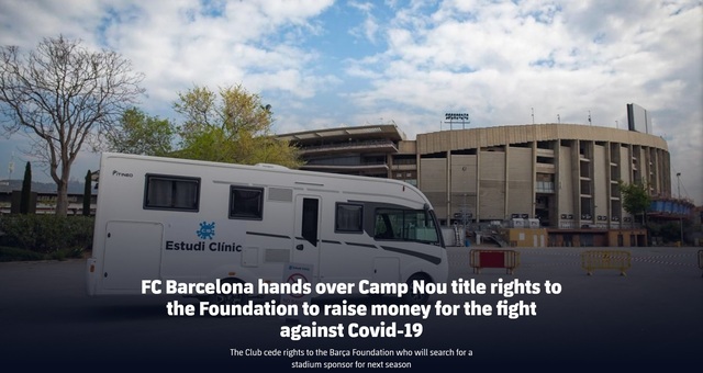 Barcelona bán tên Nou Camp gây quỹ chống COVID-19 - Ảnh 1.