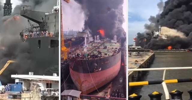 Cháy tàu chở dầu ở Indonesia, hàng chục người bị thương và mắc kẹt - Ảnh 1.