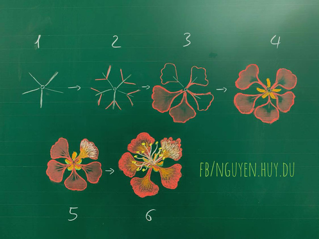 Thầy Giáo 9X Vẽ Hoa Phượng Trên Bảng Phấn 