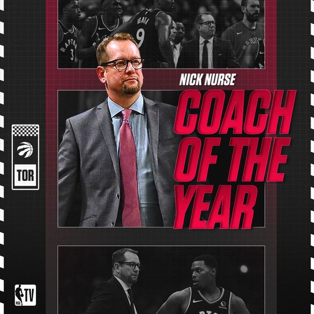 Nick Nurse nhận danh  hiệu  HLV xuất sắc nhất NBA mùa 2019 - 2020 - Ảnh 1.