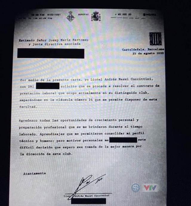 NÓNG: Lộ diện bản fax Messi gửi cho Barcelona - Ảnh 1.