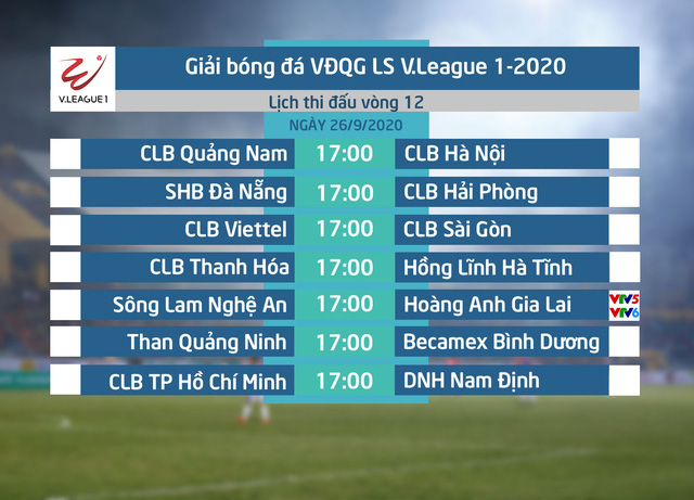 Lịch thi đấu và trực tiếp V.League 2020 vòng 12: Sông Lam Nghệ An - Hoàng Anh Gia Lai (17h00 ngày 26/9 trên VTV6, VTV5) - Ảnh 1.
