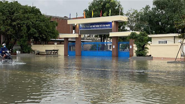 Mưa lớn tiếp tục gây ngập lụt, sạt lở tại Bình Định - Ảnh 3.