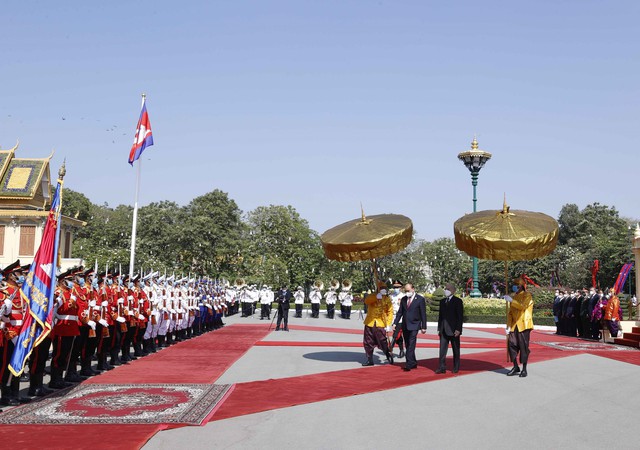 Lễ đón trọng thể Chủ tịch nước thăm cấp Nhà nước Vương quốc Campuchia - Ảnh 5.