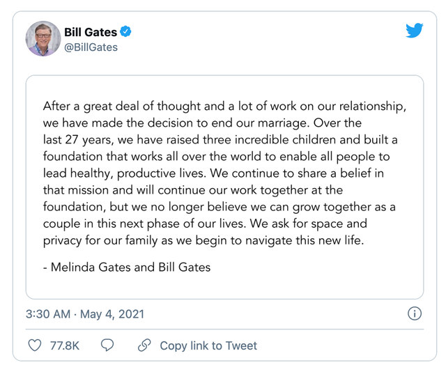 Tỷ phú Bill Gates thông báo ly hôn - Ảnh 1.