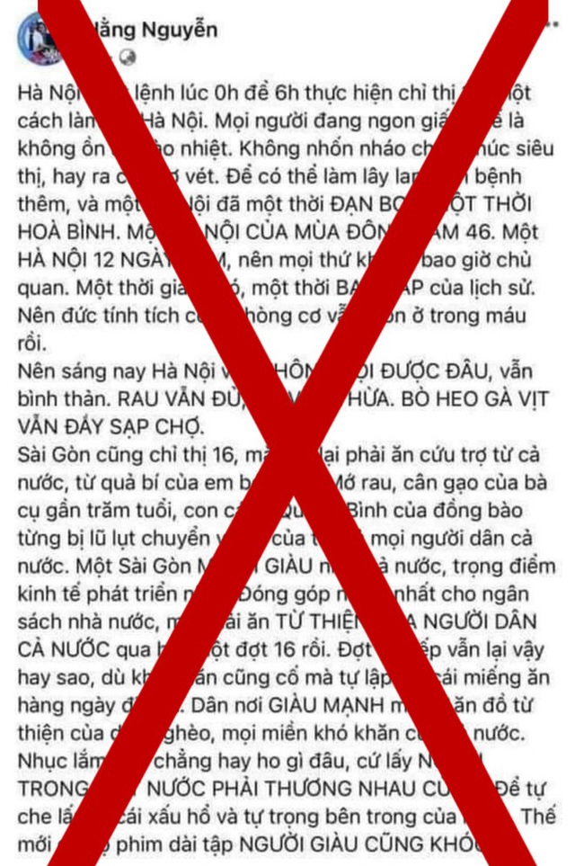 Mời chủ tài khoản Facebook Hằng Nguyễn lên làm việc sau bài đăng về COVID-19 - Ảnh 1.