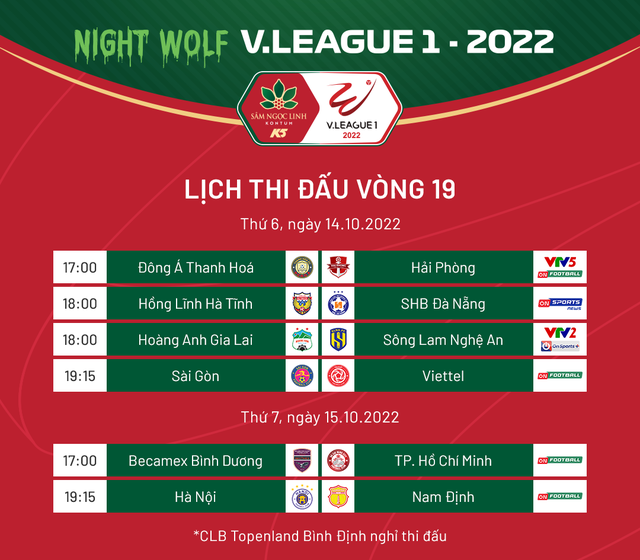 Lịch thi đấu & trực tiếp vòng 19 V.League 2022: Tâm điểm HAGL - SLNA   - Ảnh 1.
