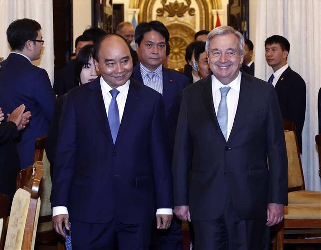 Chủ tịch nước Nguyễn Xuân Phúc và Tổng Thư ký António Guterres chủ trì Lễ kỷ niệm 45 năm Việt Nam gia nhập LHQ - Ảnh 7.