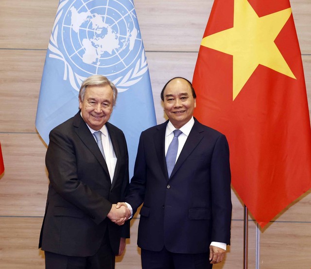 Chủ tịch nước Nguyễn Xuân Phúc và Tổng Thư ký António Guterres chủ trì Lễ kỷ niệm 45 năm Việt Nam gia nhập LHQ - Ảnh 2.