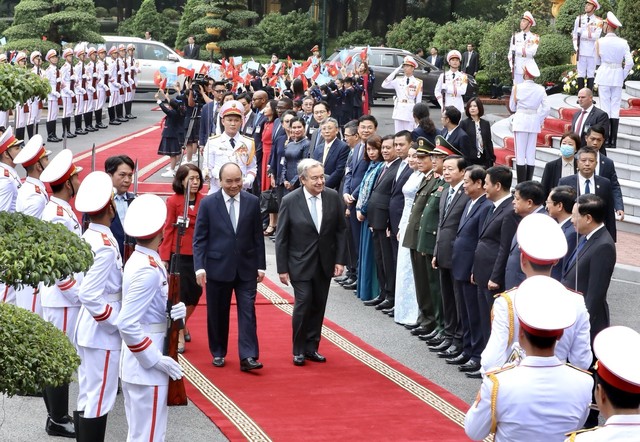 Lễ đón Tổng Thư ký Liên hợp quốc António Guterres thăm chính thức VIệt Nam - Ảnh 1.