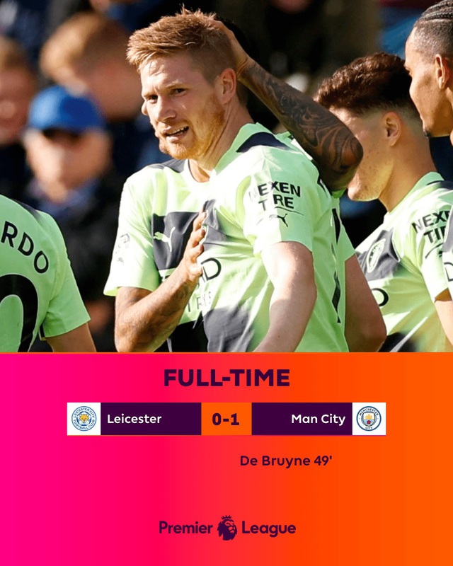 Leicester 0-1 Man City: De Bruyne tỏa sáng, MC giành ngôi đầu - Ảnh 2.