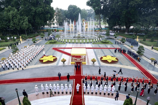 Lễ đón Thủ tướng Cộng hòa Liên bang Đức thăm chính thức Việt Nam - Ảnh 3.