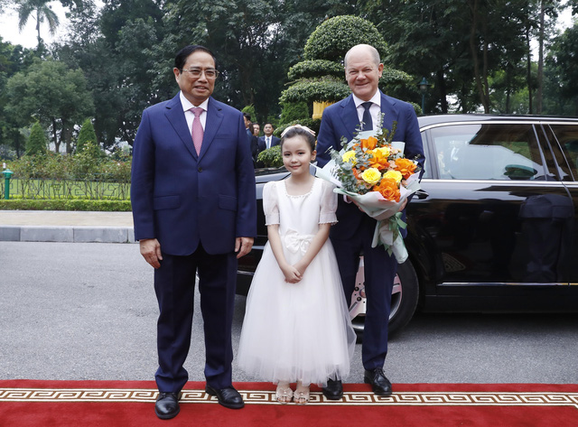 Lễ đón Thủ tướng Cộng hòa Liên bang Đức thăm chính thức Việt Nam - Ảnh 1.