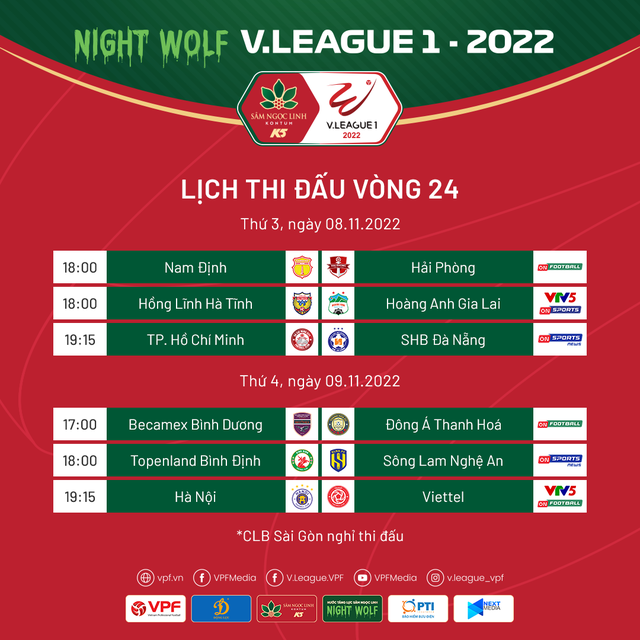 Lịch thi đấu và trực tiếp V.League 2022 hôm nay, 8/11: Tâm điểm HL Hà Tĩnh vs HAGL, CLB Nam Định vs CLB Hải Phòng - Ảnh 1.