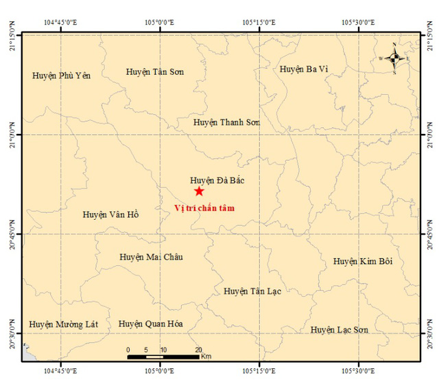 Động đất mạnh 4.0 độ tại huyện Đà Bắc, tỉnh Hòa Bình - Ảnh 1.