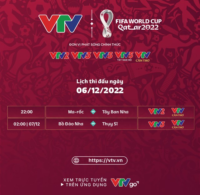 Lịch thi đấu và trực tiếp World Cup hôm nay (6/12) trên VTV: Ma-rốc vs Tây Ban Nha, Bồ Đào Nha vs Thụy Sĩ - Ảnh 1.