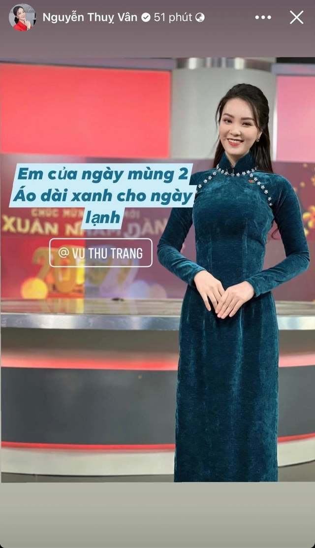 Loạt áo dài Xuân của Á hậu, BTV Thuỵ Vân - Ảnh 8.