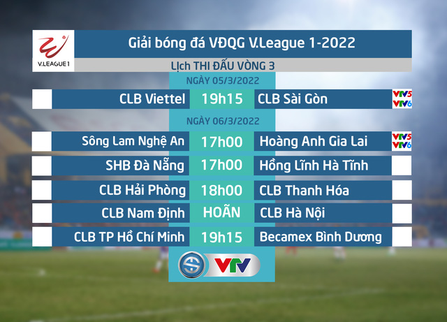 Lịch thi đấu & trực tiếp vòng 3 V.League 1-2022 | CLB Viettel - CLB Sài Gòn, SLNA - HAGL - Ảnh 1.