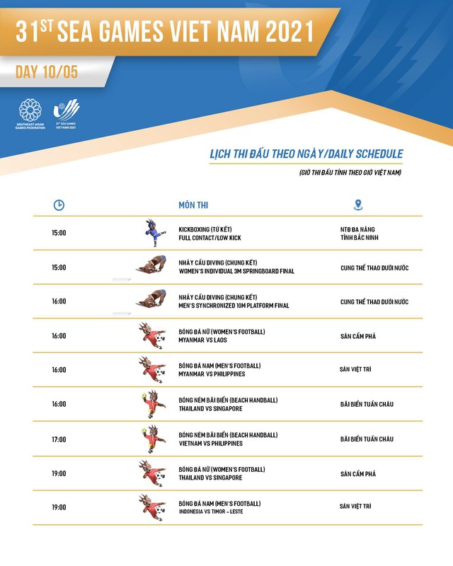 The schedule of the 31st SEA Games today, May 10: Will the Vietnamese sports team have the first gold medal?  - Photo 2.