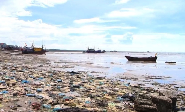 Bờ biển Thanh Hóa tràn ngập rác thải - Ảnh 3.