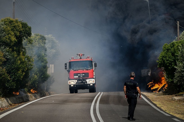 Cháy rừng thiêu rụi nhiều ngôi nhà ven biển ở Hy Lạp, nắng nóng ở châu Âu lan về phía Đông - Ảnh 2.