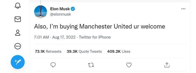 Tỷ phú Elon Musk quay xe: Mua Manchester United chỉ là lời nói đùa - Ảnh 1.