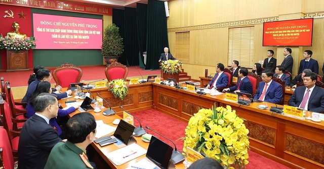 Tổng Bí thư Nguyễn Phú Trọng thăm, chúc Tết tại Thái Nguyên - Ảnh 3.
