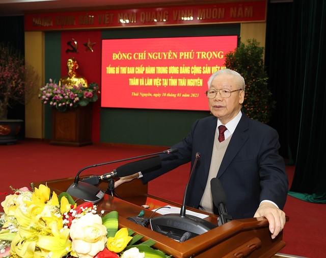 Tổng Bí thư Nguyễn Phú Trọng thăm, chúc Tết tại Thái Nguyên - Ảnh 2.